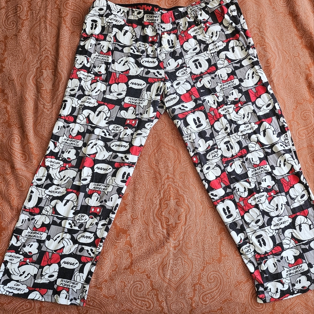 Disney Kids Mickey Mouse Patterned Bottoms - Black and Red